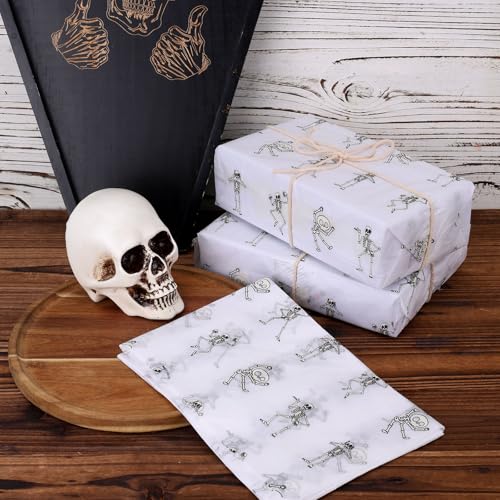 30 Sheet Skeleton Paper, 35x50cm Halloween Cadeaupapier voor Halloween Party Favors Art Decorations DIY Crafts 4