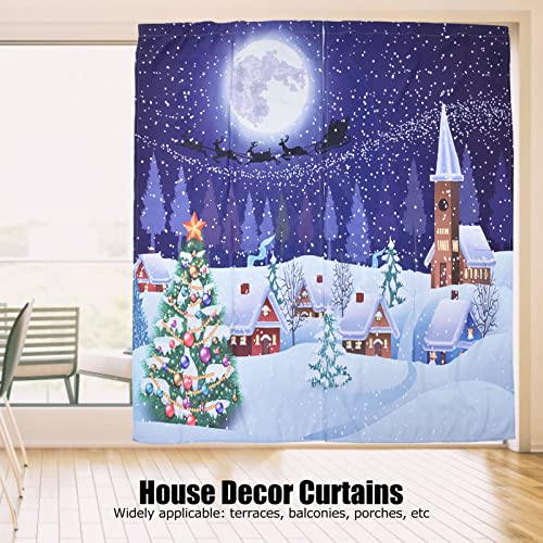 Decoratief gordijn, Kerst gordijnen Classic Design Afdrukken Kerst Traditioneel Winterseizoen Thema Venster Gordijnen voor Slaapkamer Woonkamer(150x166cm 12)