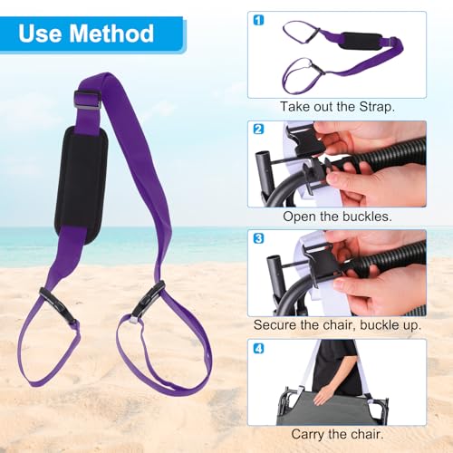 Carry Beach stoel riemen, verstelbare strand stoel riemen schouder riemen dragen riemen voor opvouwbare stoel rugzak, paars 4