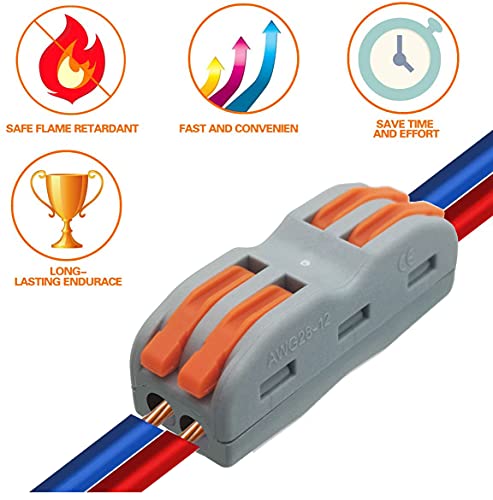 Automatische Terminal Terminals, Quick Cable Connector, Lever Nut, Assortiment geleiders, Compact Wire Connectors SPL-2 (15 PCS) 3