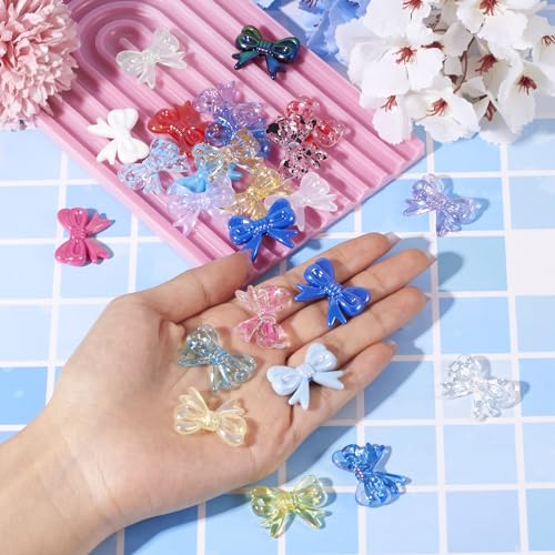 Acryl Bow Kralen, Cute Bowknot Cabochon Bedels Kralen Diverse ambachten Kralen Bulk voor armband ketting oorbellen sieraden maken 5