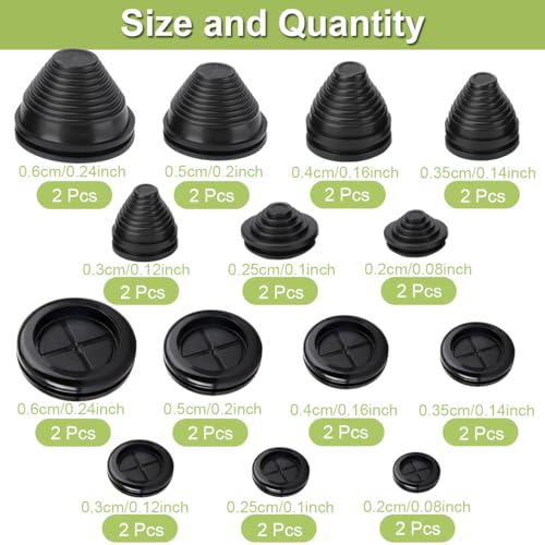 28Stuks Rubber Grommets Kit 7 Maten Gesloten Firewall Rubber Hole Plug Kit, met gereedschap, voor Bedrading Car Boat Pump Loodgieters Kabels Plugs Elektrische geleider