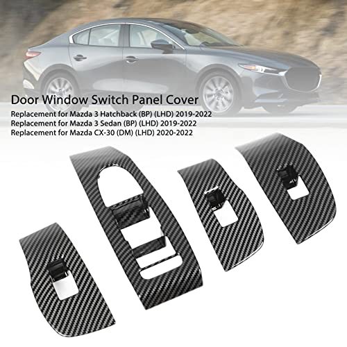 4 stuks Deur/Window Switch Panel Cover Carbon Fiber Style Vervanging voor 3 Hatchback 3 Limousine CX30 3