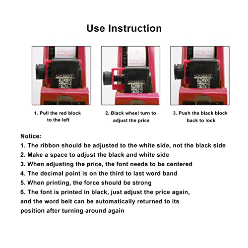 Rood 8 digit prijs pistoolkit, handmatige etikettering machine, prijs marker gereedschap met reserve inkt (rood) 4