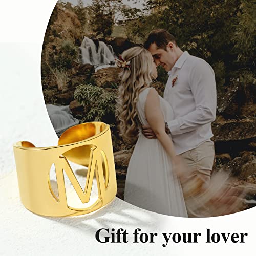 Juwelen goud vet eerste brief open ring Verstelbare, Vrouwen Verklaring Ringen Gepersonaliseerde Gegraveerde Signet Ring voor Dames voor Party 5