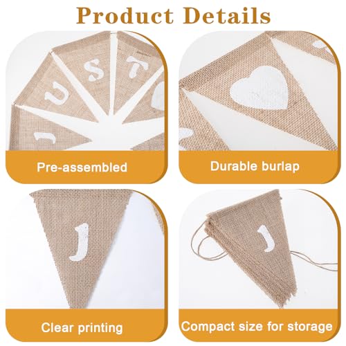 Getrouwd. Jute Jewel Banner met zakdoek Vintage Banner voor bruiloft voorstel bruidsdouche engagement partij auto foto rekwisieten decoratie 4