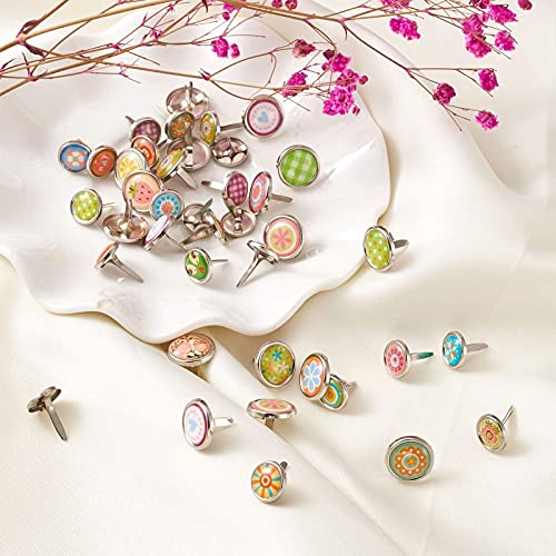 140 st. Mini Brads Metaal Papier bevestigingsmiddelen Gemengde patronen Split spelden voor Office Scrap Boeking Papier Foto Album Kaarten Stempelen 3
