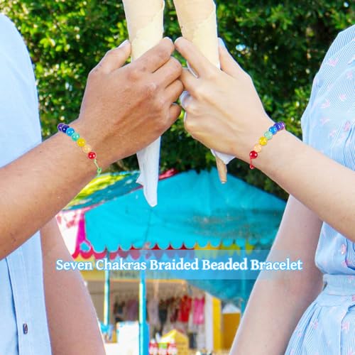 7Stuks Imitatie 7 Chakra Armbanden voor Vrouwen Genezing Maleisië Jade kralen Bangle Verstelbare natuurlijke edelsteen sieraden voor geschenken Moederdag Valentijn, 7.1-11,8 inch lang, Maleisië, Maleisië