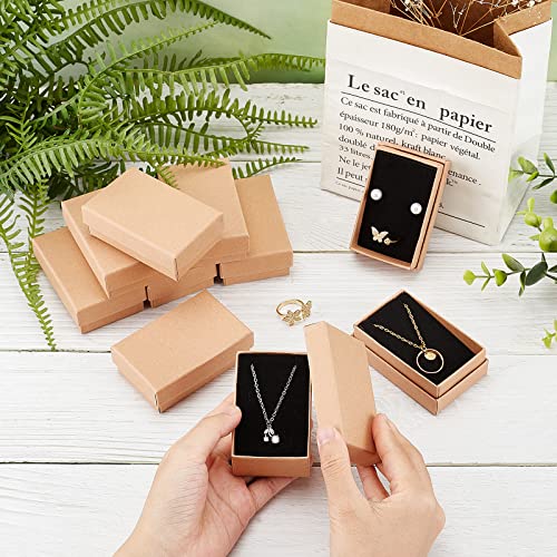 24 stuks kleine sterkte bruin karton dozen sieraden doos rechthoekige Karton sieraden dozen Kartonnen dozen met deksel voor Kerstmis ketting Ring Gifts Display 8x5x3 3
