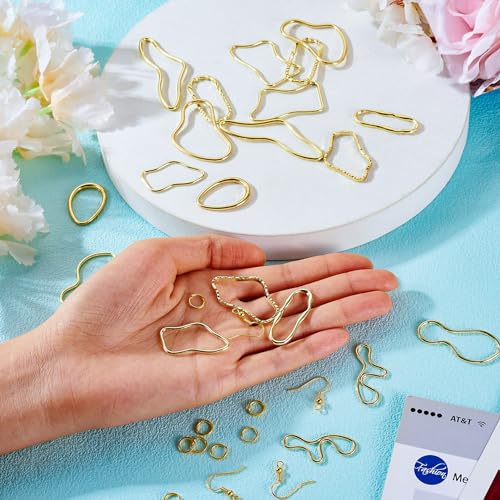 Golden Hoops oorbel Oval & Teardrop Dangle oorbellen Chic Franse oorbellen onregelmatige geometrie oorbellen Holle oorbellen set voor DIY vrouwen meisjes oorbellen 5