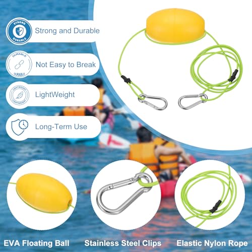 7FT Float Touw Herinnering Lead, Heavy Duty Buoy Ball Float Leash met roestvrij stalen haak Drift Touw Marker Buoy Float Touw voor de visserij Drift Jet-Ski Kayak Bootaccessoires, Groen 3