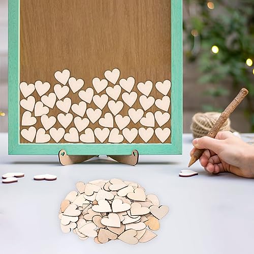 Houten harten (100 stuks), onvoltooide houten ornamenten voor ambachten, gastenboek, DIY decoratie, scrapbooking decoraties, Ideaal voor Valentijnsdag, bruiloft, verjaardagsfeest 4