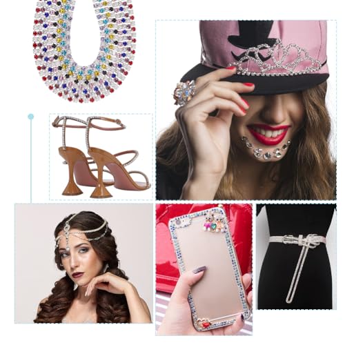 16 Yards 8 Kleuren Iron Rhinestone Cup Kettingen, Crystal Sluiten ketting Trim gemengde kleur parel trim Sluiten Kettingen voor doe-het-zelf sieraden ambachten Schoen Charms Party Decor Home Accessoires 5