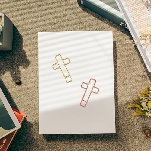 100 stuks gekruiste paperclips, paperclipvorm Een kruis Een bijbel Christelijke pagina Markers Accessoires Bijbelstudie voor vrouwen Mannen Christelijk geschenk (Goud, Rose Gold) 4