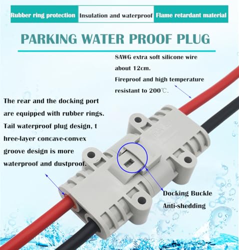 50A 600V Battery Connector Plug - Quick Connector Quick Connector Plug voor Airconditioning, Motorhomes, Caravans, Boten, met 8 AWG Wire (1 Set)