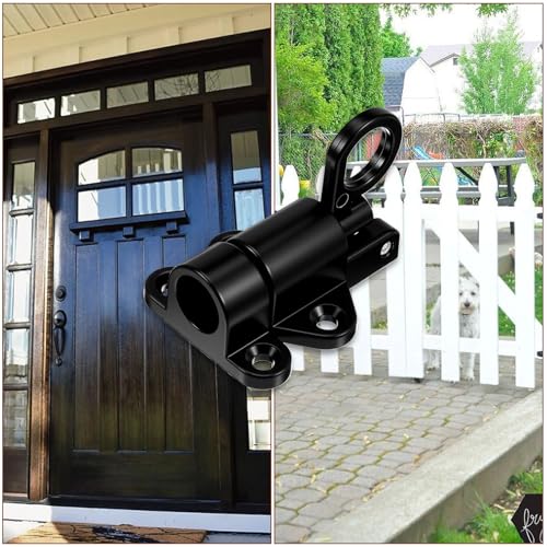 2 stuks Self Locking Latches, Black Aluminium Spring Deur Lock, Safety Window Gate, Spring Deur Lock, Automatic Security Gate Lock met schroeven voor Windows, Kasten 3