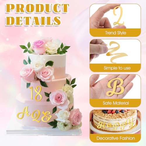 64 st Acryl Cake Alfabet nummers Topper, DIY Aangepaste Cake Topper Gepersonaliseerde A-Z Alfabet Decoratie voor Cake Toppers met A-Z Letter set voor aangepaste baby douche 4