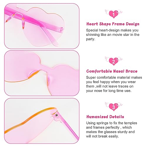 Hartvormige zonnebril, zonnebril, Hippieglazen, transparant, meerkleurig, hartvorm, zonder frame, voor de zomer, feestje, cosplay, feestje, Kerstmis 3