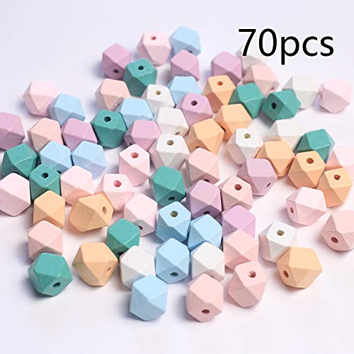70 st. Kleurrijke houten kralen Ronde gemengde houten kralen met gat ambachtelijke kralen voor doe-het-zelf sieraden maken(kleurrijke-F/15mm-70 st)
