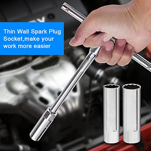 2Pcs 3/8" Thin Wall Spark Plug Socket, Spark Plug Verwijderaar Installeerhulpmiddel met 14mm en 16mm Spark Plug Socket voor Spark Plug wijzigingen 4