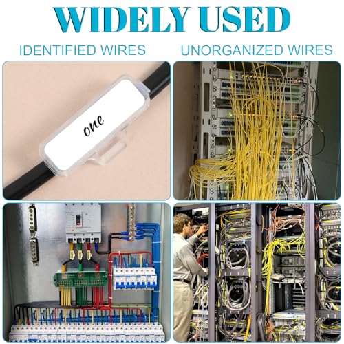 Verpakking van 100 transparante kabelbrieven met labelpapier, kabeletiketten, herkenningsdoos, herbruikbaar voor het markeren en sorteren van alle soorten kabel 3