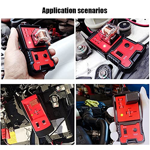 12V Car Relay Tester, Red Electronic Automotive Relais Tester Kenmerkende Checker Scan Tool met Clips Universeel voor Auto Batterij 4