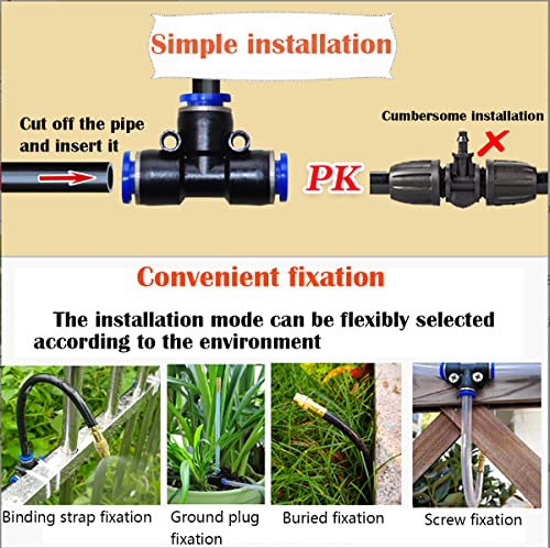 Irrigatiesproeiers, Dujelixa 10 stuks Mistspuit Universele aanpassing 20 cm Mist Systeem Besproeiingssproeier met 10 stuks T-Type Connector + 10 stuks Chokeplug voor Besproeiing Greenhouse Lawn 4