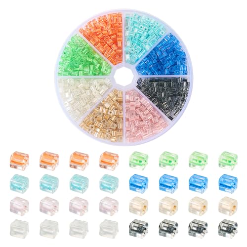 120G Vierkante Glazen Zaad Kralen 8 Kleuren Transparant Glas Vierkante Gat Losse Spacer Kralen 4mm Vierkante Glazen Kralen voor DIY armband ketting sieraden maken