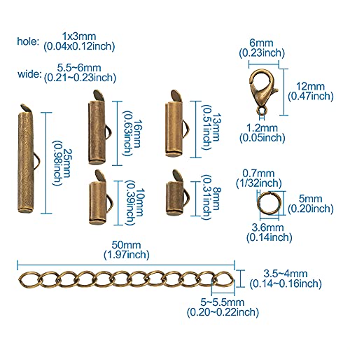 100 st buissluitingen messing antieke brons met legering karabijnsluitingen en roestvrij staal open buigringen ijzeren twist verlengkettingen voor sieraden maken 4
