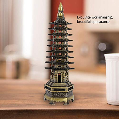 Metalen toren standbeeld Chinese stijl WenChang toren model figuur legering pagoda miniatuur ornamenten kantoorhuis bureaublad decor 4