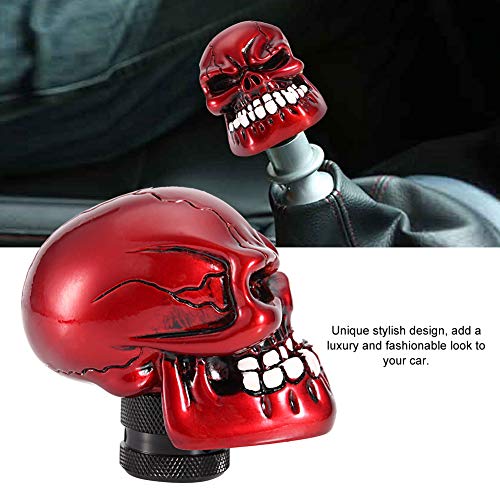 Shift Knob Head, Car Shift Knob Skeleton schedel hoofd auto gewijzigd Shift Knob Stick Lever Shifter Universal(Rood) 4