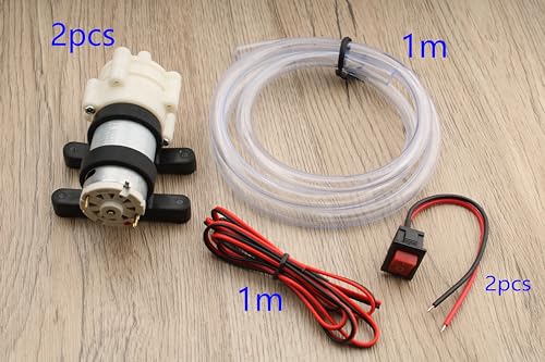 Diafragm Waterpomp 12V Mini Elektrische Waterpomp 1.5 - 1.8 L/Min, Zelfbegrensde Pomp DC12V voor Thee, Machine voor Aquarium, Vis Tank Fontein (2 PCS)