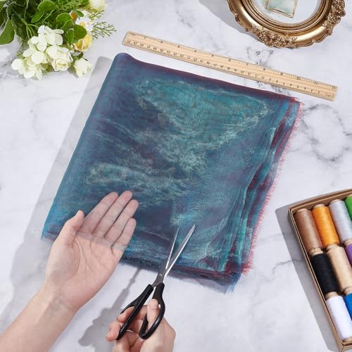 3m Organza Stof, 1.5m Brede Two-Tone Sheer Organza Magic Gradient Iridecent Holografische Mesh Stof voor Dress Performance Stage, Teal en Rood 3