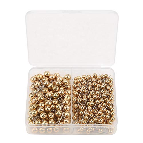 300 st. Kaarten Tacks Push Pins Ronde Plastic hoofd met roestvrij staal Tip voor Bulletin Board Dressmaking Naaien (Goud)
