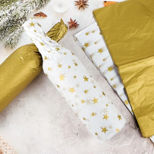 20 vellen goud weefsel papier 50 x 70cm Xmas weefsel papier wit ster geschenk inpakken papier ambachten voor verjaardag kerst Valentijnsdag partij 5