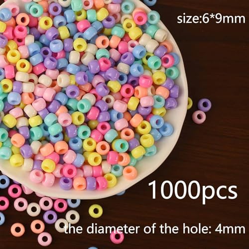 1000st Kleurrijke pony kralen voor String Large Hole 6x8mm Multicolor Pony Kralen voor sieraden, String armbanden Ambachten (Kleur-C)