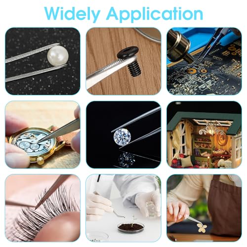 3 stuks Tweezers Tip Roestvrij staal Lange Blunt Tweezers Set met gebogen Getand Tip Professioneel Non-Slip Recht afgeschuind voor sieraden maken DIY 5