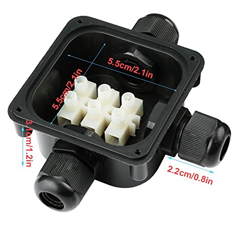 Verpakking van 4 IP66 Waterproof Branch Box, Kabelschroefverbinding Diameter 5 mm - 10 mm, 3-Way Kabelplug voor buiten/buiten 5