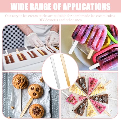 40 st. Herbruikbare acryl Cake Sicle Sticks Clear Ice Cream Sticks Snoep Lolly Cake mallen Popsicle Making Accessoires voor zelfgemaakte ijscakes DIY desserts (2 kleuren) 3