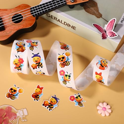 500st Bee Stickers, Leuke Cartoon Bijen Stickers op rol Kinderen Grappige Animal Stickers Mode Decoratie Notitieboek Envelop Laptop Sticker 3