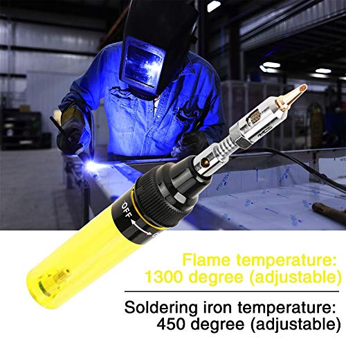 Gas Soldeerijzer Cordless Butane Gas Blow Torch Soldeerijzer Gun Laspen Tool 1300°C(Geel) 5