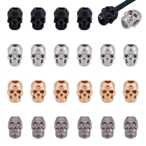 40 st 4 Styles Legering Skull Kralen, Gotische Skeleton kralen met metalen End Caps Halloween Rock Grunge Accessoires voor DIY sieraden maken armband, ketting Craft
