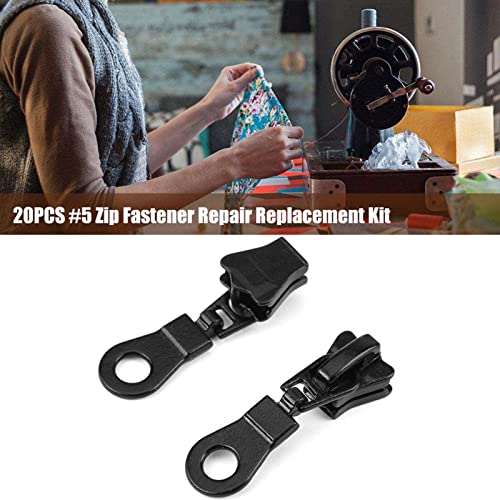 Zipper Head Grote Reparatie Fidyn Two Way 20 Stukken Metalen Legering Zipper Sliders Grootte #5 Expressies Zipper Reparatie Kit met Zipper (Zwart) (Zwart) 3