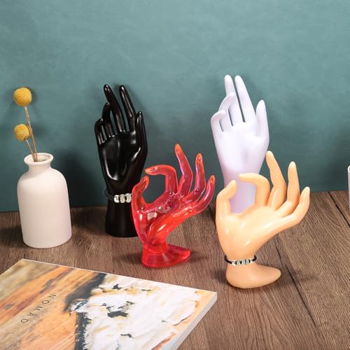 2 st. Hand Ring houder, Hand sieraden houder Ring Display Stand sieraden Display armband Display Heavy Duty Stevige basis voor kamer decoratief, zwart 4