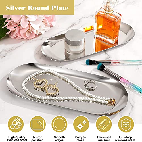 Metalen Opbergbak, 1st Candy Tray Roestvrij staal, Oval voor Snack / Fruit Candy/Candy/Key/Cosmetics/Jewelry (Large) Silver 5