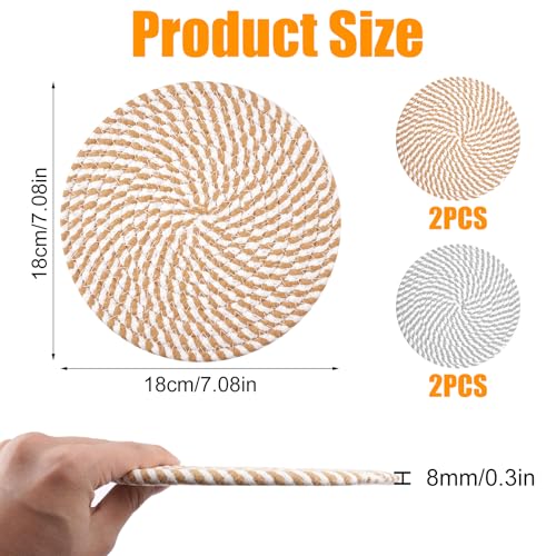 Set van 4 onderzetters, katoenen draad, geweven Mat, onderzetters, Jar, Absorberende Cotton Coasters, Geweven