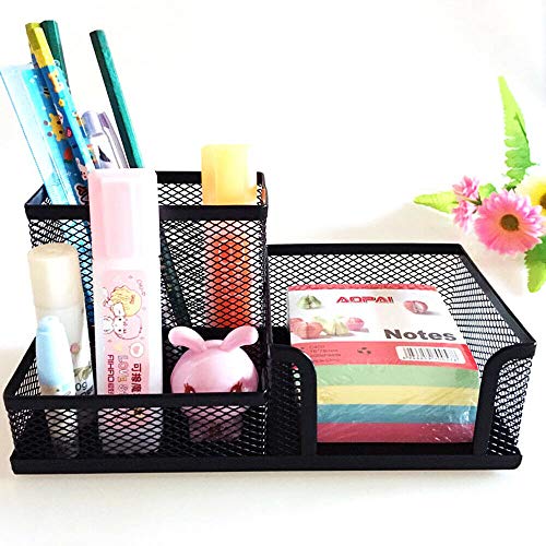 Zwarte Mesh Pen en Pothouder, 1PC Multifunctionele Bureau Organisators Stijlvolle en handige Accessoires Pen Pot Opslag van Pen,Notebook,Mobiele telefoon