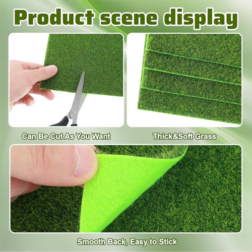 4 stuks nepgras decoratie 6 x 6 inch groen kunstgras miniatuur sprookjestuin graspleinen voor ambachtelijke buiten decoratie poppenhuis DIY Ornament 3