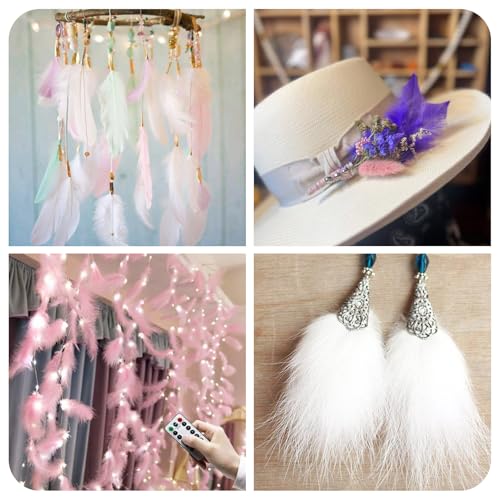 100st Macaron Veren Natuurlijke ganzenveren 3.8-3.5cm Droomvangers Fringe Trim voor bruiloft, Halloween Kleding Bloem Arrangement Carnaval 3