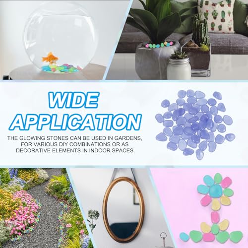 Lichtgevende stenen, 300 stuks Luminous Rocks voor Binnen Fish Basin Tuin Courtyard Landschap Cadeaus voor Vrienden, Paars 5
